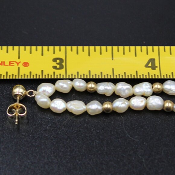 14k Pearl Station Bracelet and 14K Pearl Earrings Set - Picture 5 of 9